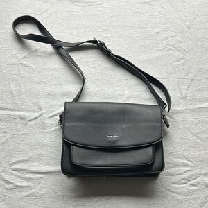 Pixie Mood Black Crossbody Bag with Front Flap and Pocket